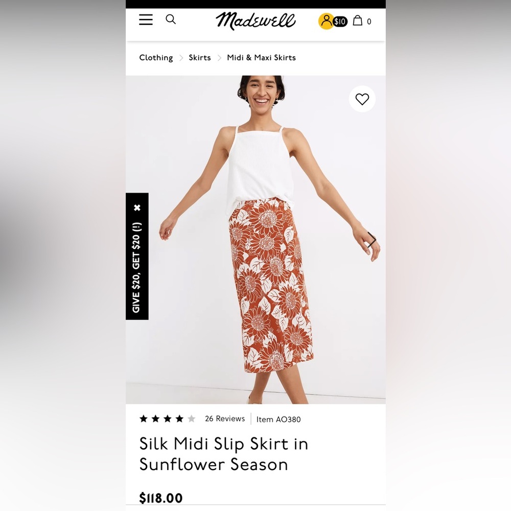 Madewell silk skirt
